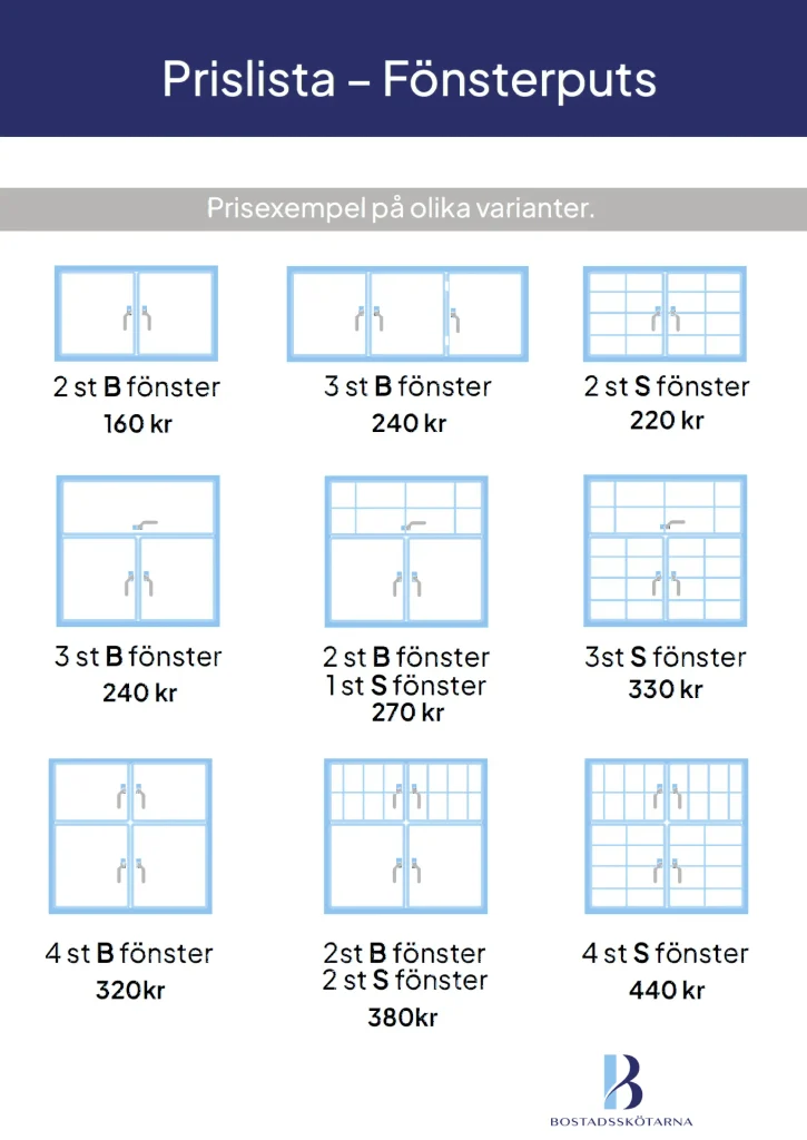 Sida 2 av en prislista för fönsterputs.